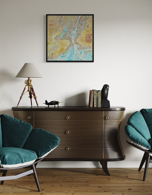 New York Harbor Nautical Chart | Framed Giclee Print on Canvas